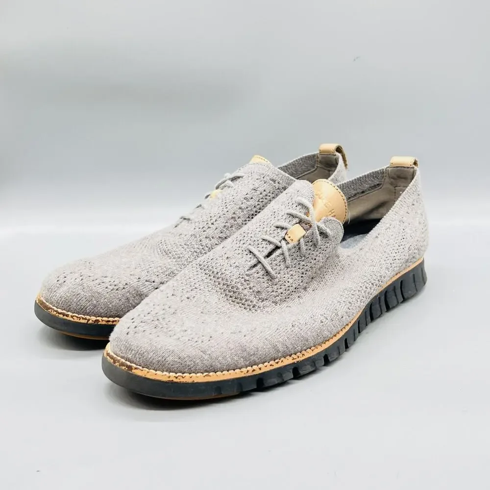 Cole Haan Shoes Mens 12 Gray Knit Grand OS Wingtip Casual Sneakers Comfort